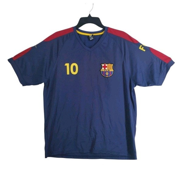 FCB Soccer Jersey Shirt #10 Messi Mens XL Fits L Blue Maroon SS - Picture 10 of 11